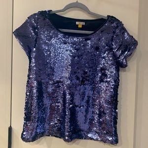 Anthropologie Leifsdottir Navy Sequin Tee Small